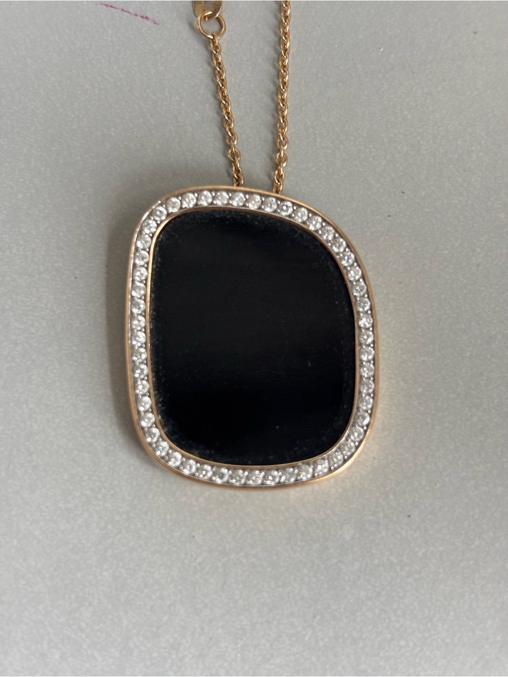 Roberto Coin Black Onyx Pendant Necklace with Crystal Halo - Women Jewelry